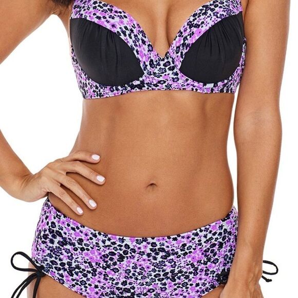 Lilac Floral Bikini Tie Side Bottom Swimsuit - Picture 1 of 4